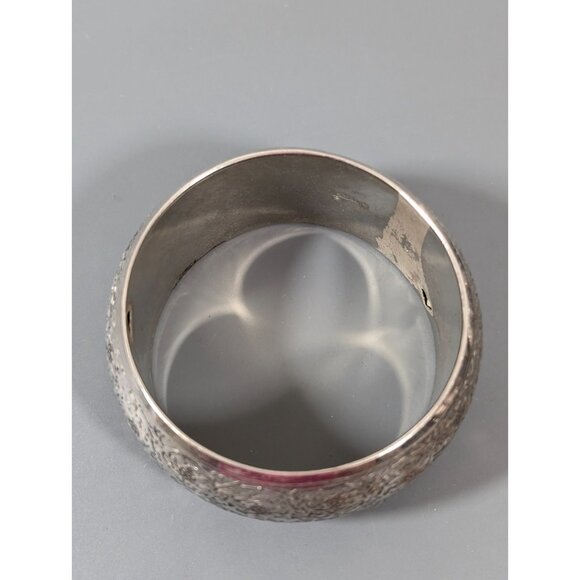 American Eagle Y2K Bracelet Silver Tone Repousse Style Wide Chunky Tribal Boho - Picture 2 of 10